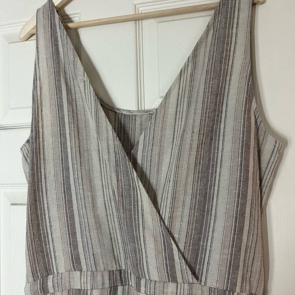 Anthropologie DREW Boho Lagen Look Linen Blend Striped Jumpsuit Size L - Picture 7 of 14